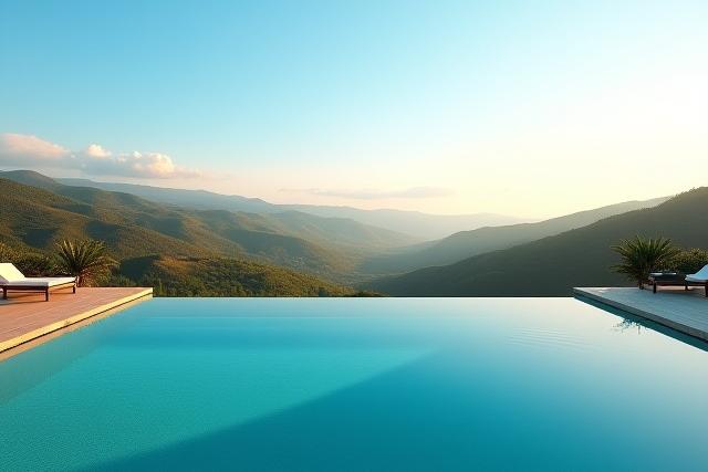 Piscina a sfioro infinity con vista sulle colline veronesi